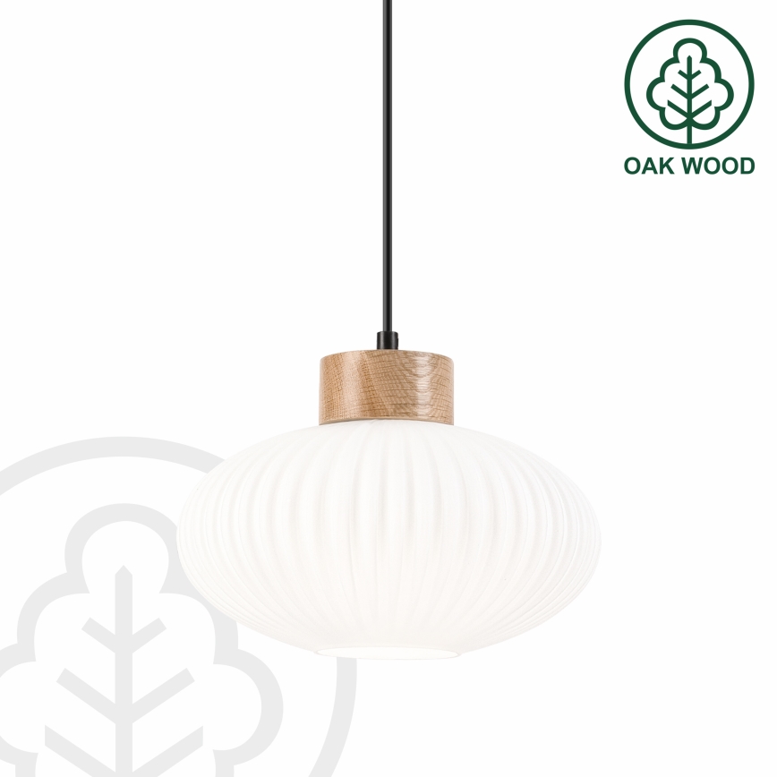 Luster na sajli HARMONY 1xE27/15W/230V pr. 25 cm bijela/hrast
