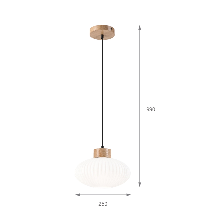 Luster na sajli HARMONY 1xE27/15W/230V pr. 25 cm bijela/hrast