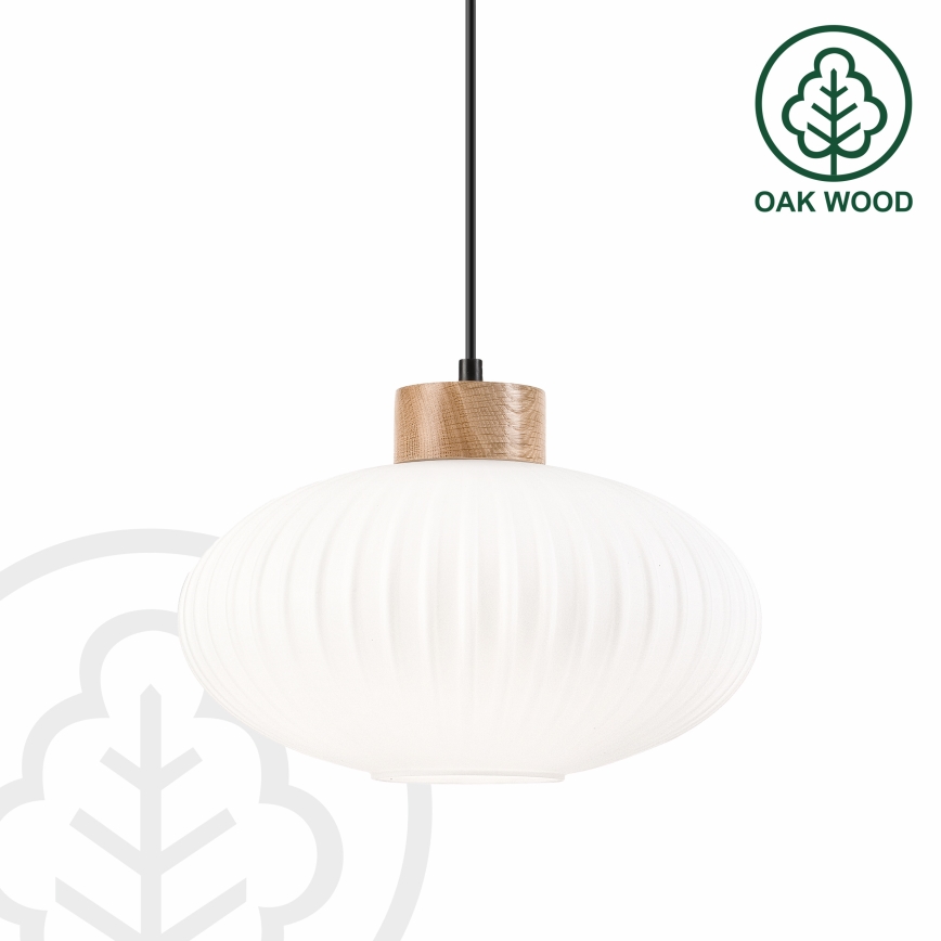 Luster na sajli HARMONY 1xE27/15W/230V pr. 30 cm bijela/hrast