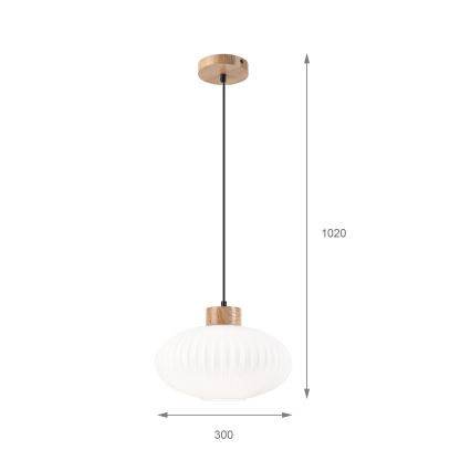 Luster na sajli HARMONY 1xE27/15W/230V pr. 30 cm bijela/hrast