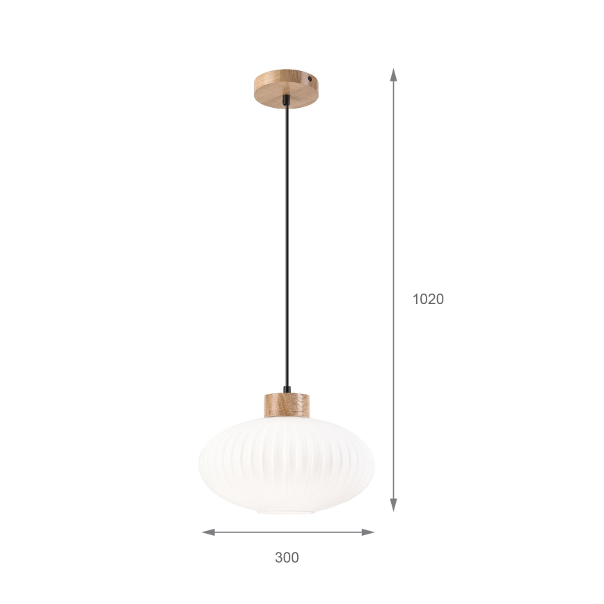 Luster na sajli HARMONY 1xE27/15W/230V pr. 30 cm bijela/hrast