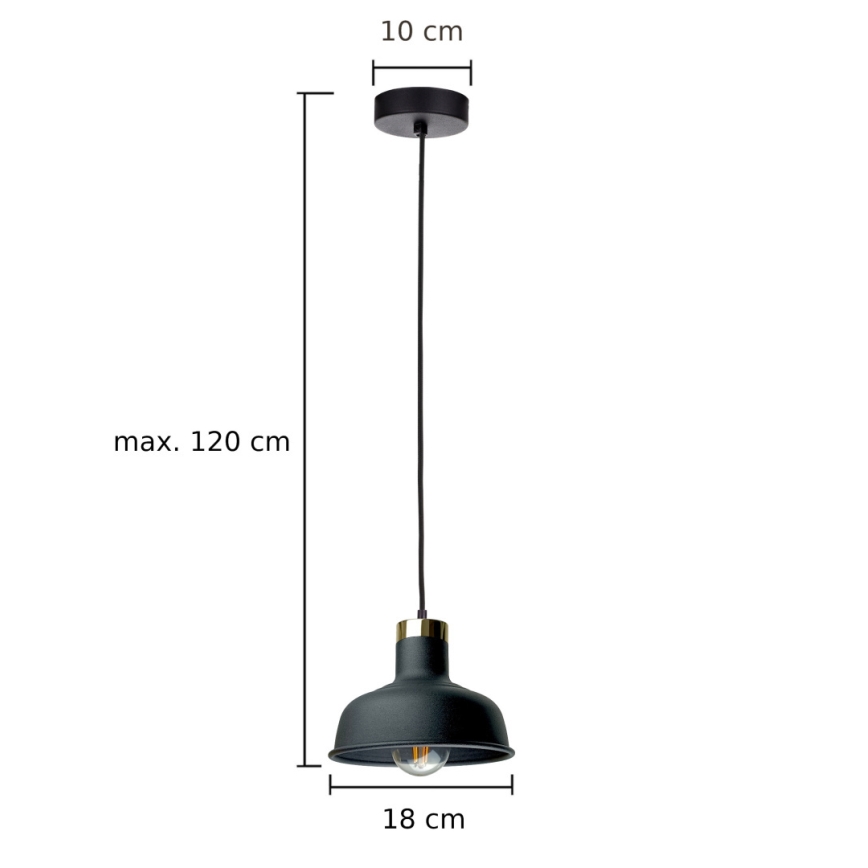 Luster na sajli HEBE 1xE27/60W/230V crna