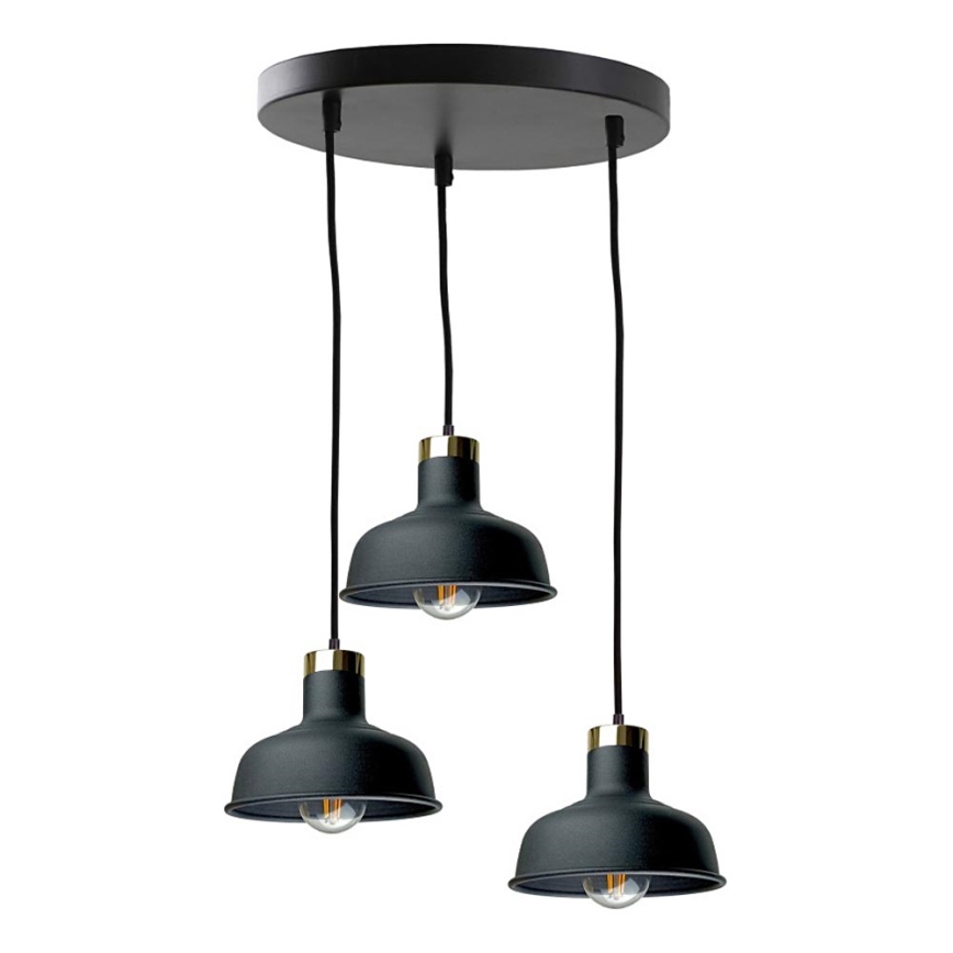 Luster na sajli HEBE 3xE27/60W/230V crna