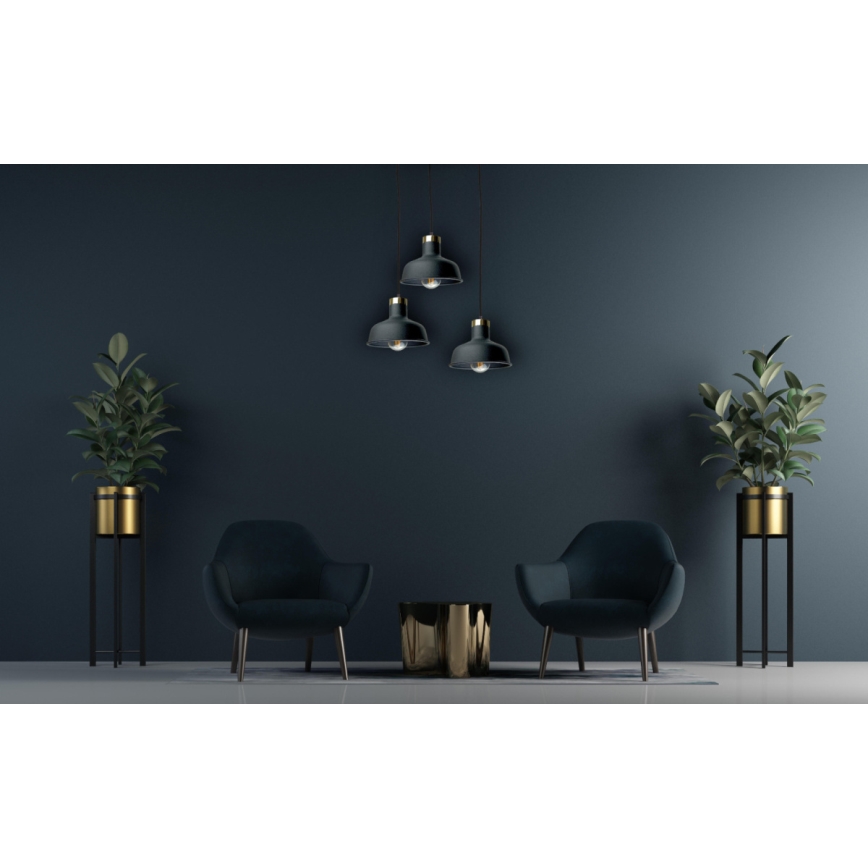 Luster na sajli HEBE 3xE27/60W/230V crna