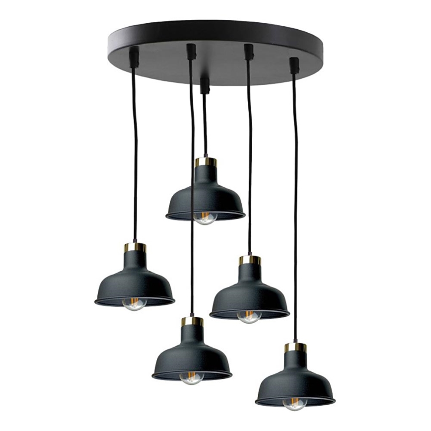Luster na sajli HEBE 5xE27/60W/230V crna