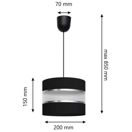 Luster na sajli HELEN 1xE27/15W/230V crna
