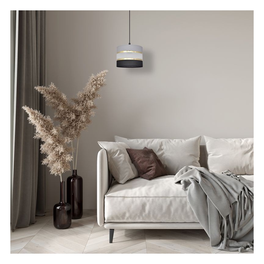 Luster na sajli HELEN 1xE27/15W/230V pr. 20 cm crna/siva/zlatna