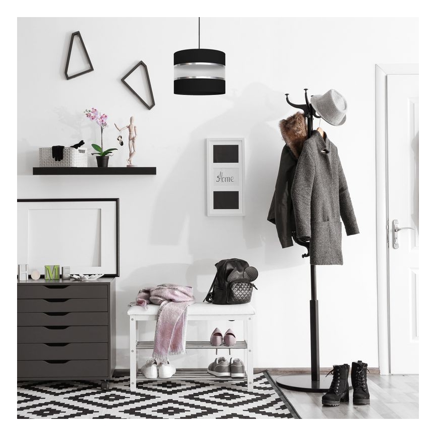 Luster na sajli HELEN 1xE27/15W/230V pr. 20 cm crna/srebrna