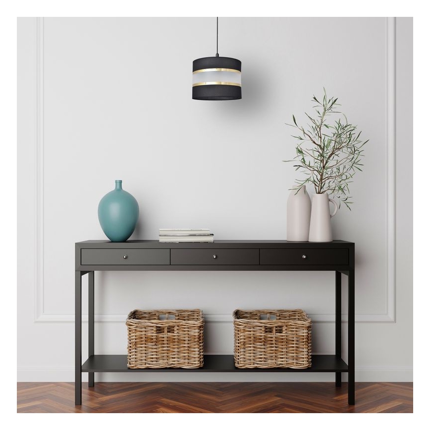 Luster na sajli HELEN 1xE27/15W/230V pr. 20 cm crna/zlatna