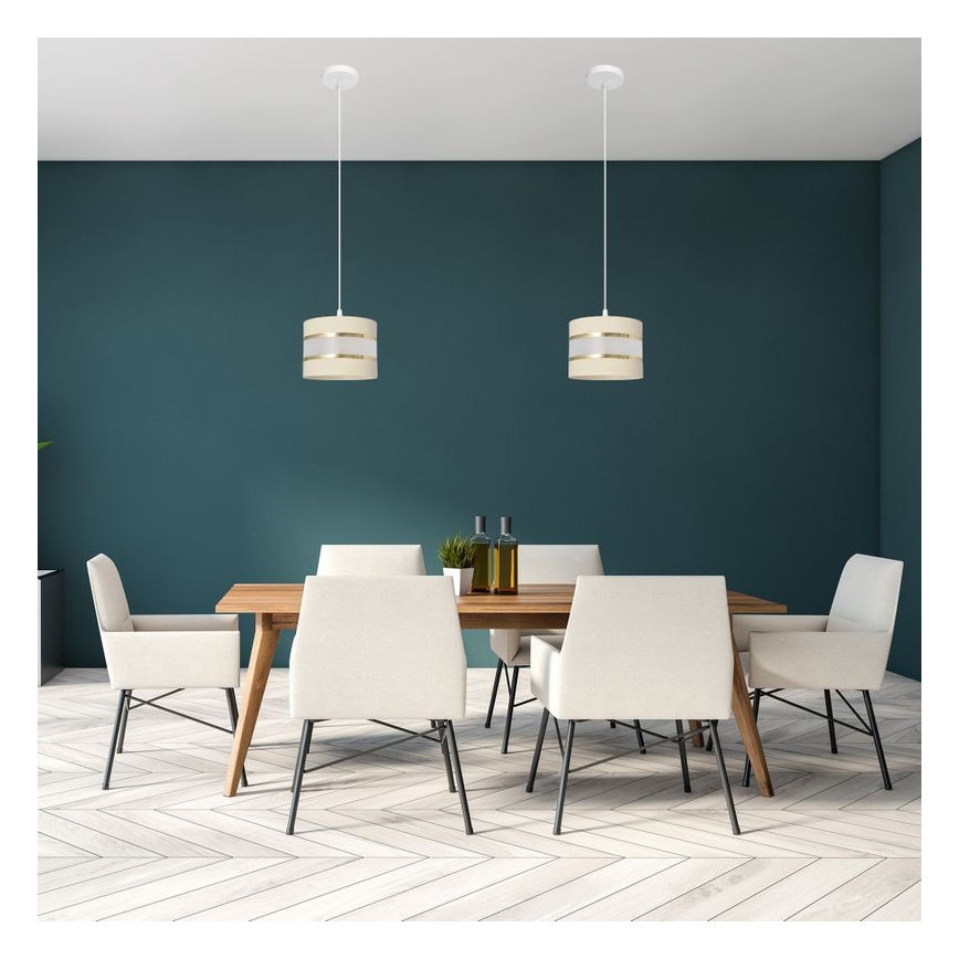 Luster na sajli HELEN 1xE27/15W/230V pr. 20 cm krem/zlatna