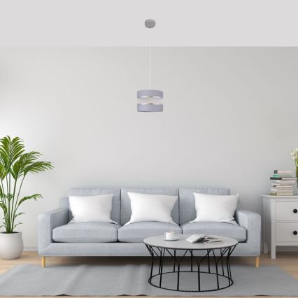 Luster na sajli HELEN 1xE27/15W/230V pr. 20 cm siva/srebrna