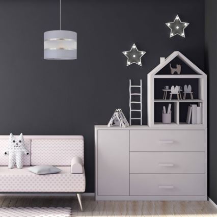 Luster na sajli HELEN 1xE27/15W/230V pr. 20 cm siva/srebrna