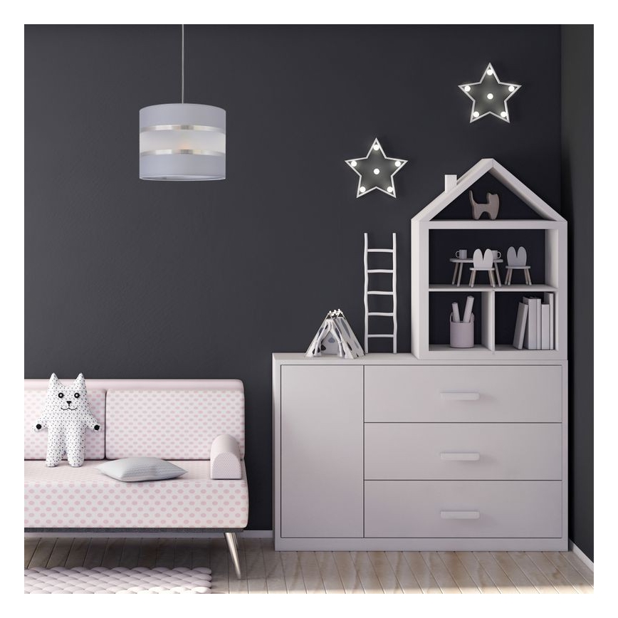 Luster na sajli HELEN 1xE27/15W/230V pr. 20 cm siva/srebrna