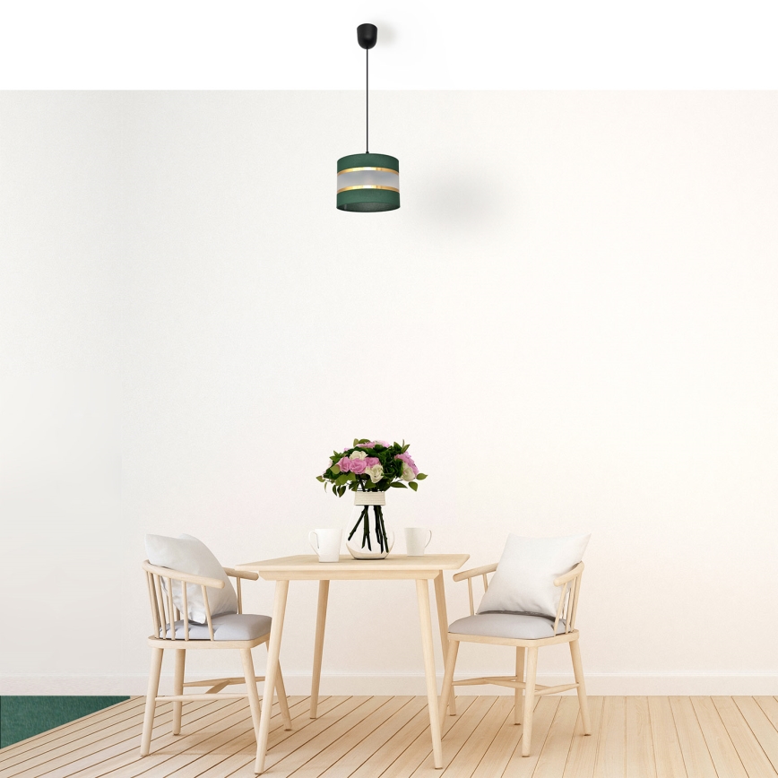 Luster na sajli HELEN 1xE27/15W/230V pr. 20 cm zelena/zlatna