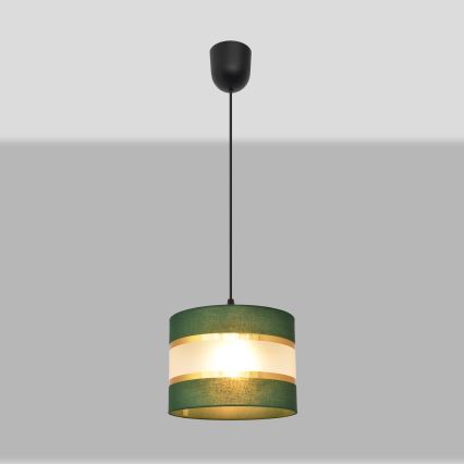 Luster na sajli HELEN 1xE27/15W/230V pr. 20 cm zelena/zlatna