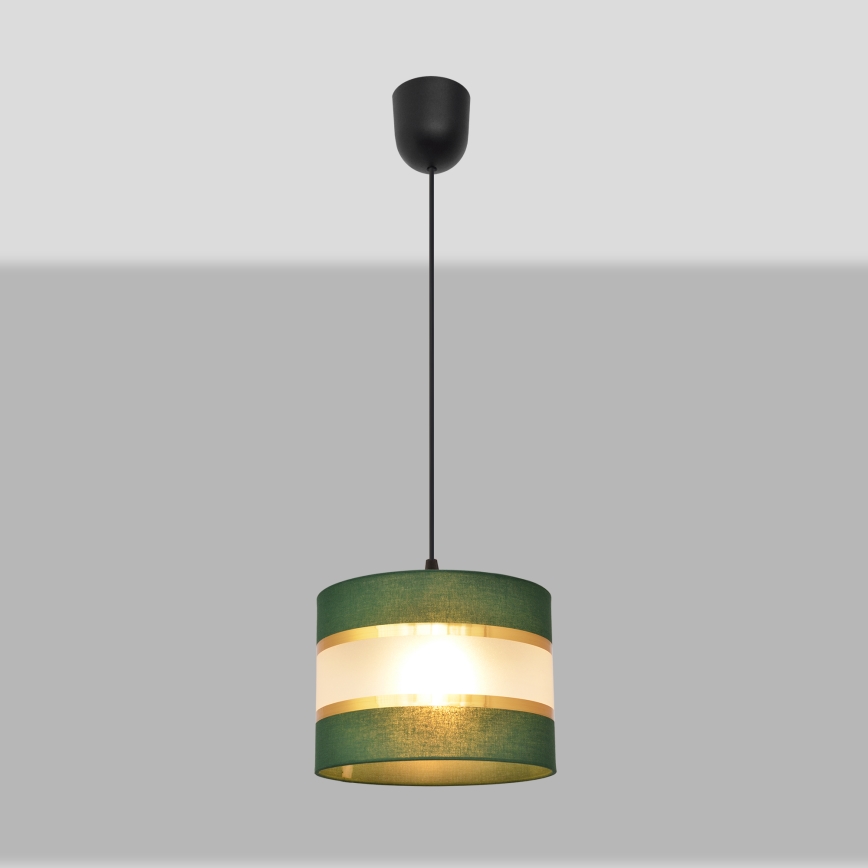 Luster na sajli HELEN 1xE27/15W/230V pr. 20 cm zelena/zlatna