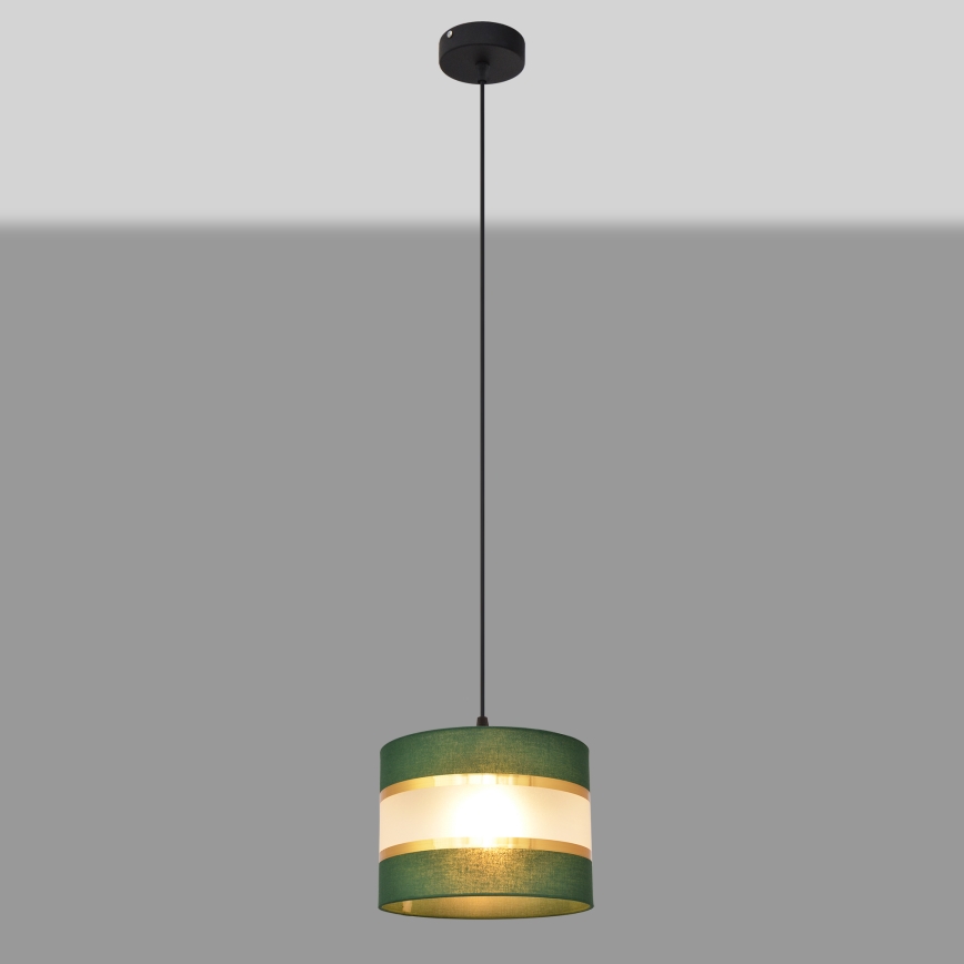 Luster na sajli HELEN 1xE27/15W/230V pr. 20 cm zelena/zlatna