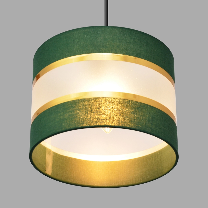 Luster na sajli HELEN 1xE27/15W/230V pr. 20 cm zelena/zlatna