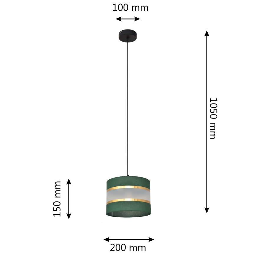 Luster na sajli HELEN 1xE27/15W/230V pr. 20 cm zelena/zlatna