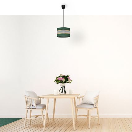 Luster na sajli HELEN 1xE27/15W/230V pr. 25 cm zelena/zlatna