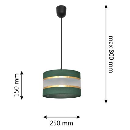 Luster na sajli HELEN 1xE27/15W/230V pr. 25 cm zelena/zlatna