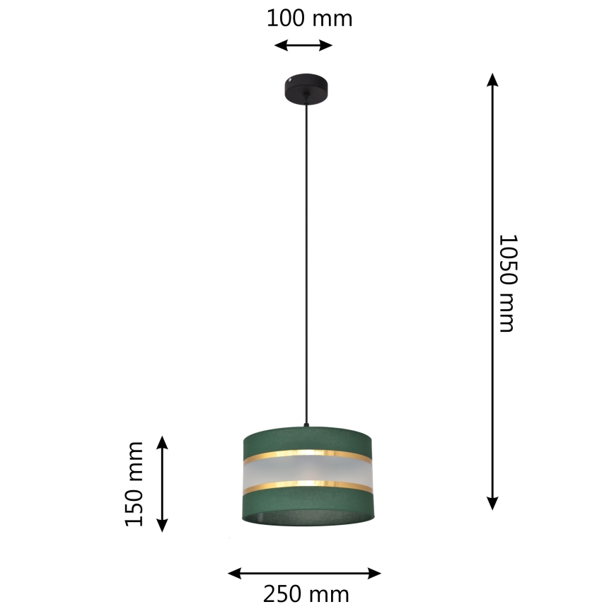 Luster na sajli HELEN 1xE27/15W/230V pr. 25 cm zelena/zlatna