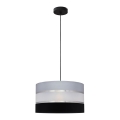 Luster na sajli HELEN 1xE27/15W/230V pr. 35 cm crna/siva/srebrna