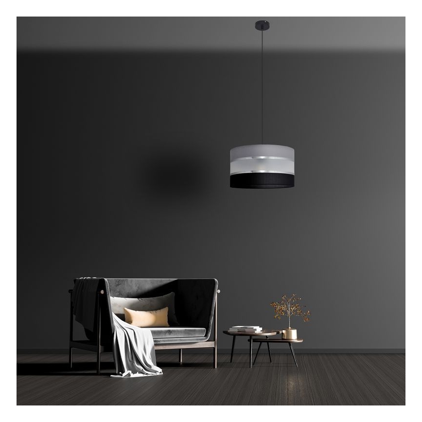 Luster na sajli HELEN 1xE27/15W/230V pr. 35 cm crna/siva/srebrna