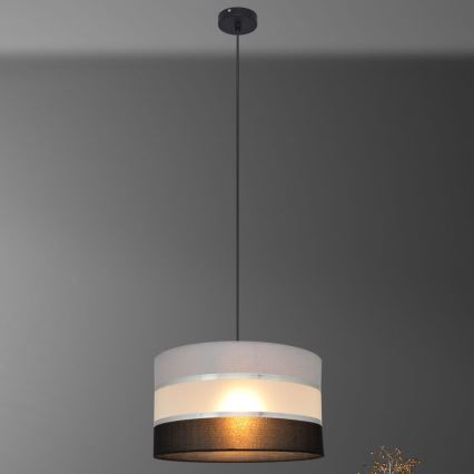 Luster na sajli HELEN 1xE27/15W/230V pr. 35 cm crna/siva/srebrna