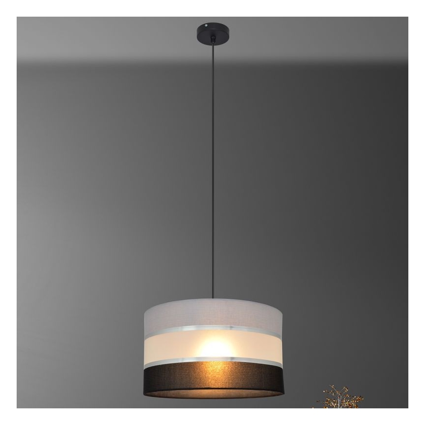 Luster na sajli HELEN 1xE27/15W/230V pr. 35 cm crna/siva/srebrna