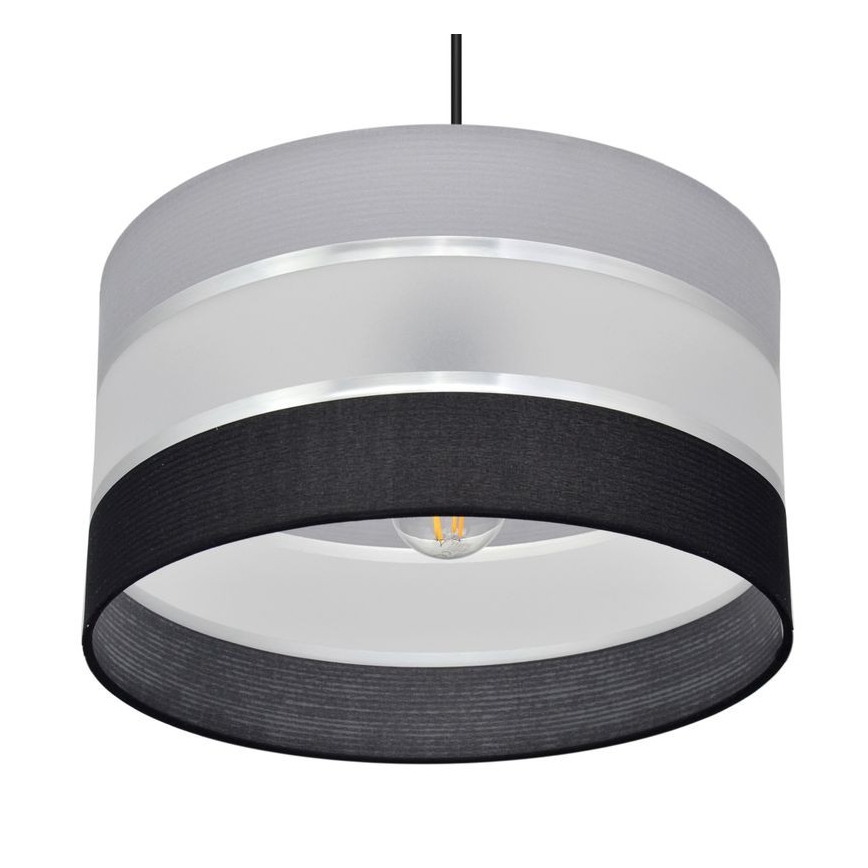 Luster na sajli HELEN 1xE27/15W/230V pr. 35 cm crna/siva/srebrna