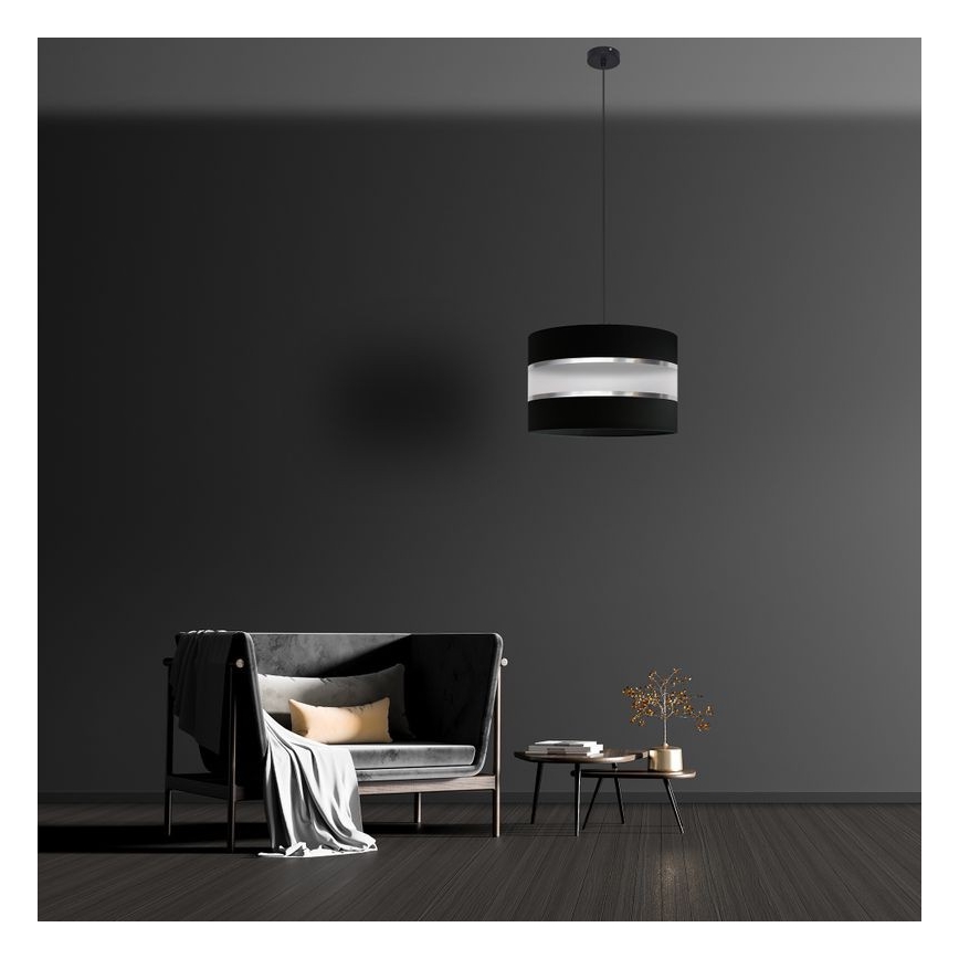 Luster na sajli HELEN 1xE27/15W/230V pr. 35 cm crna/srebrna