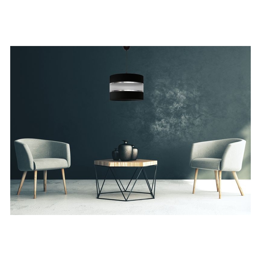 Luster na sajli HELEN 1xE27/15W/230V pr. 35 cm crna/srebrna