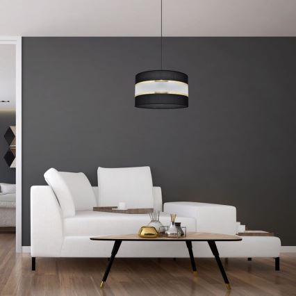 Luster na sajli HELEN 1xE27/15W/230V pr. 35 cm crna/zlatna