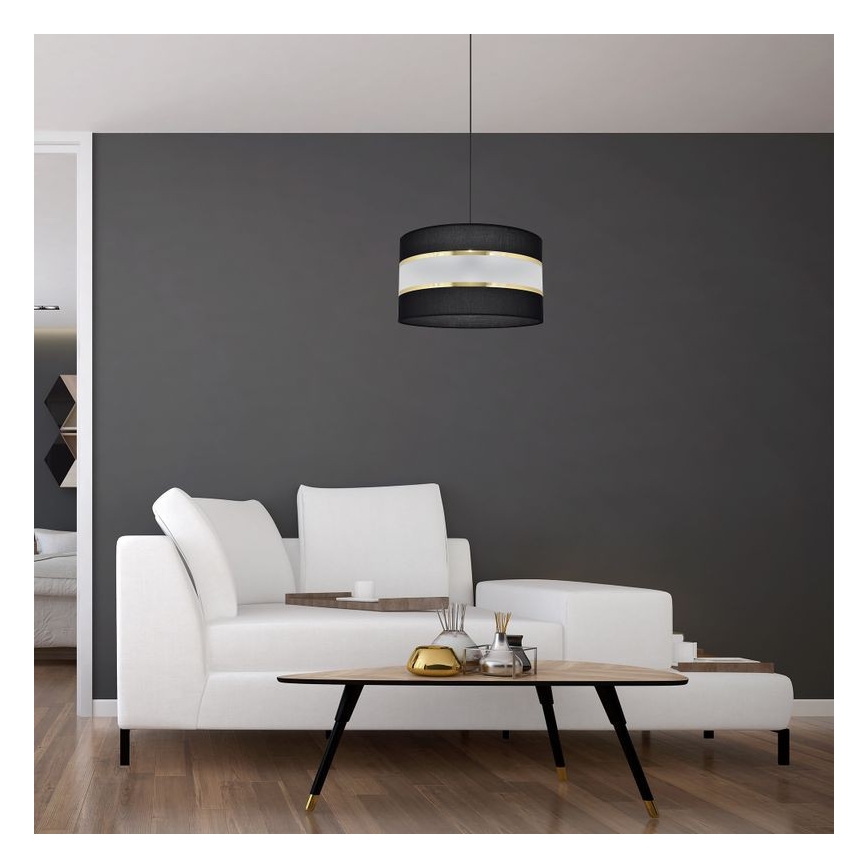 Luster na sajli HELEN 1xE27/15W/230V pr. 35 cm crna/zlatna