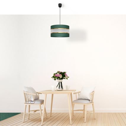 Luster na sajli HELEN 1xE27/15W/230V pr. 35 cm zelena/zlatna