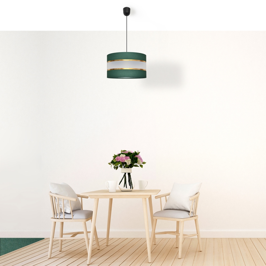 Luster na sajli HELEN 1xE27/15W/230V pr. 35 cm zelena/zlatna