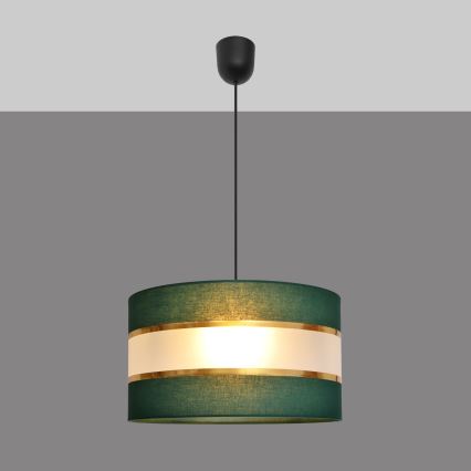 Luster na sajli HELEN 1xE27/15W/230V pr. 35 cm zelena/zlatna