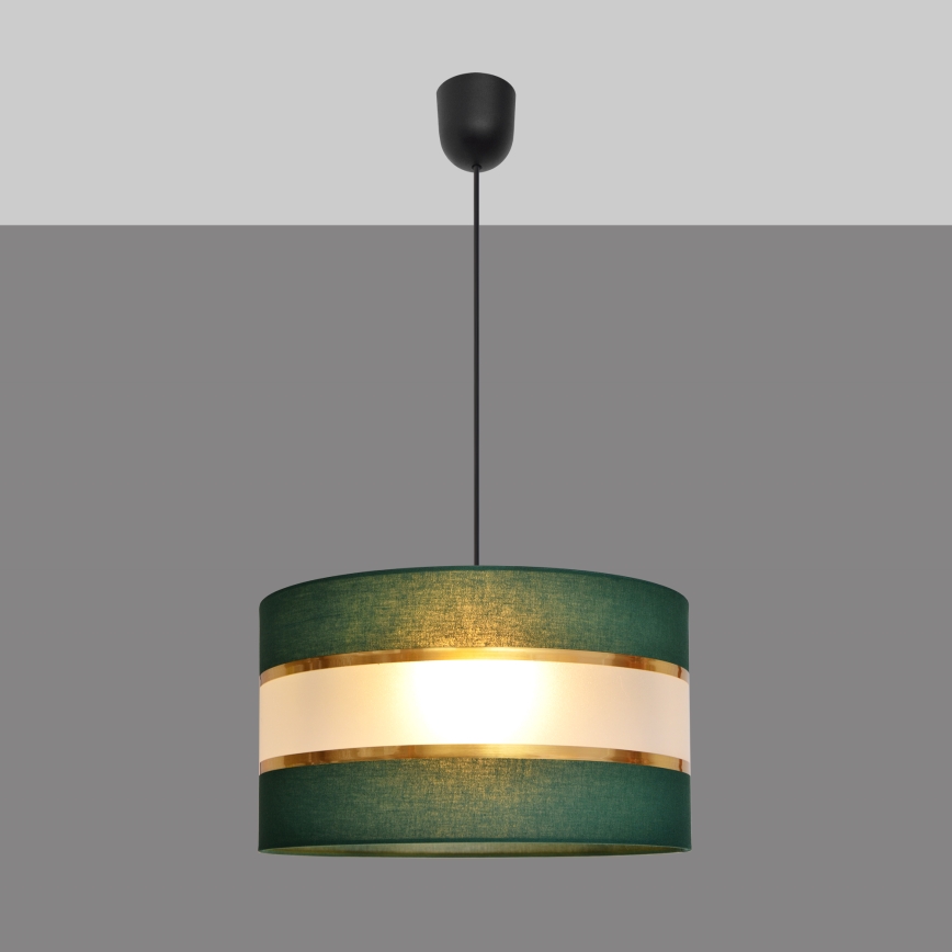 Luster na sajli HELEN 1xE27/15W/230V pr. 35 cm zelena/zlatna