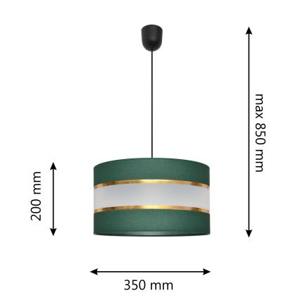 Luster na sajli HELEN 1xE27/15W/230V pr. 35 cm zelena/zlatna