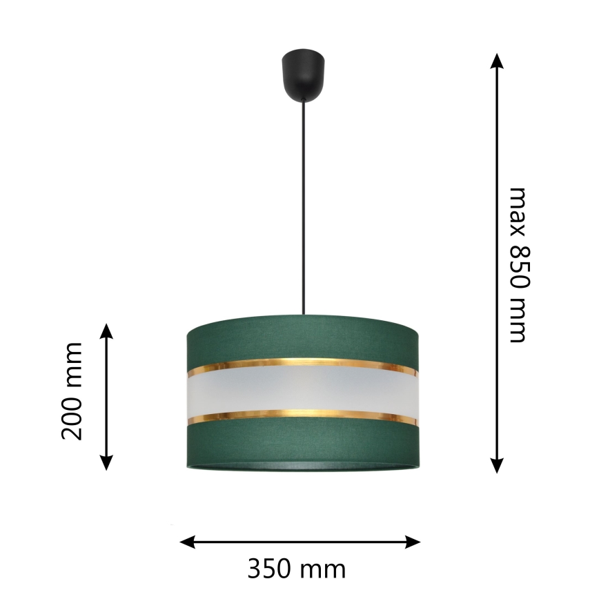 Luster na sajli HELEN 1xE27/15W/230V pr. 35 cm zelena/zlatna