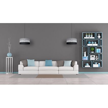 Luster na sajli HELEN 1xE27/15W/230V pr. 40 cm crna/siva/srebrna