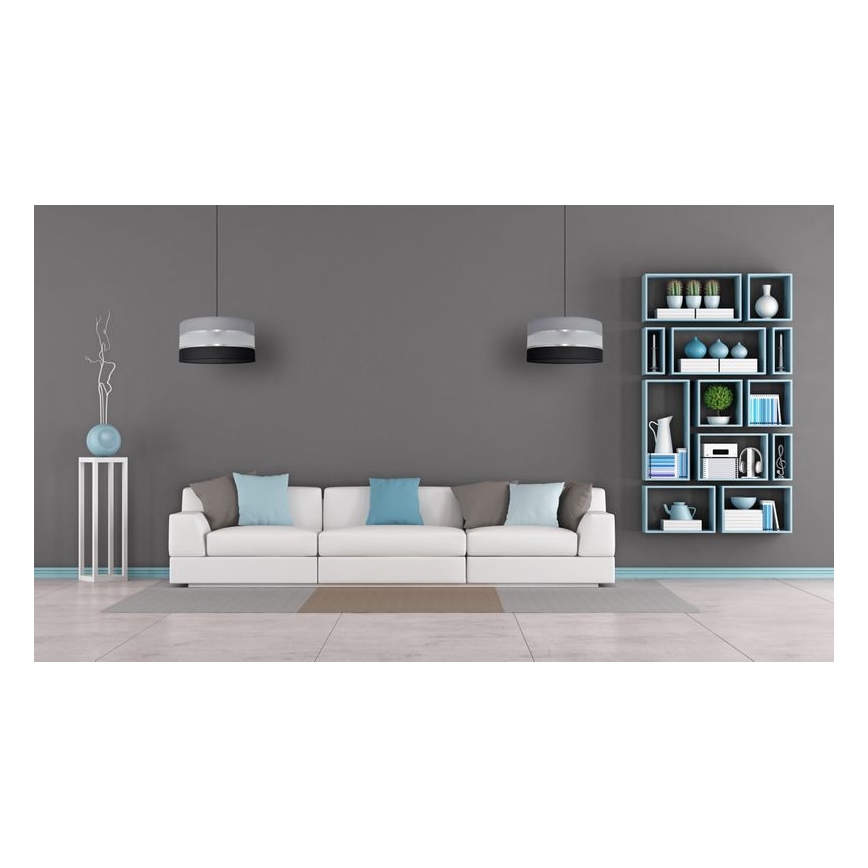 Luster na sajli HELEN 1xE27/15W/230V pr. 40 cm crna/siva/srebrna