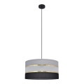 Luster na sajli HELEN 1xE27/15W/230V pr. 40 cm crna/siva/zlatna