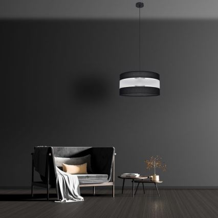 Luster na sajli HELEN 1xE27/15W/230V pr. 40 cm crna/srebrna