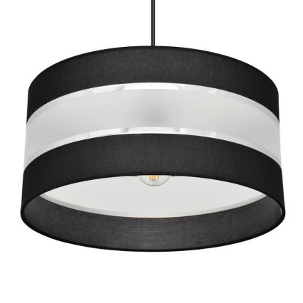 Luster na sajli HELEN 1xE27/15W/230V pr. 40 cm crna/srebrna