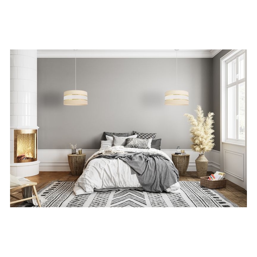 Luster na sajli HELEN 1xE27/15W/230V pr. 40 cm krem/zlatna