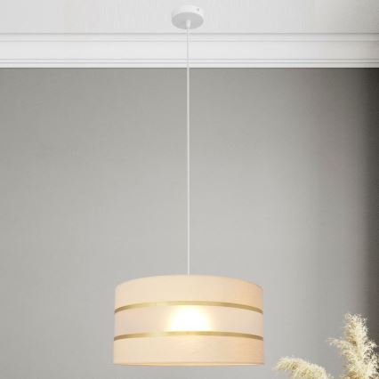 Luster na sajli HELEN 1xE27/15W/230V pr. 40 cm krem/zlatna