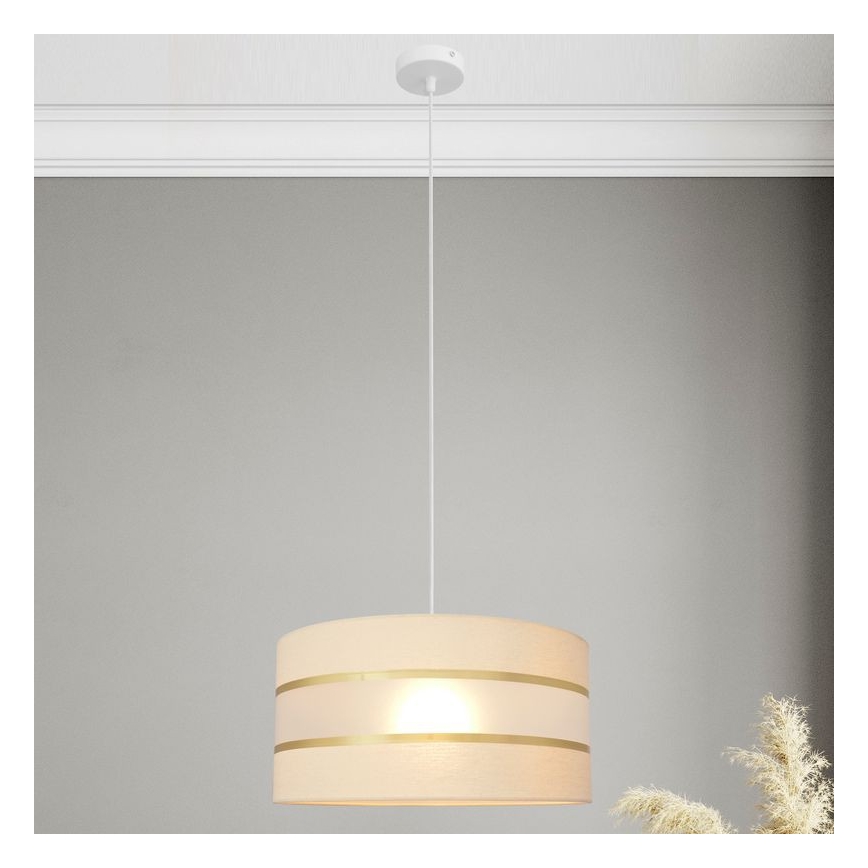 Luster na sajli HELEN 1xE27/15W/230V pr. 40 cm krem/zlatna