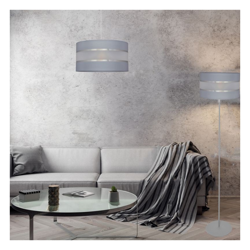 Luster na sajli HELEN 1xE27/15W/230V pr. 40 cm siva/srebrna